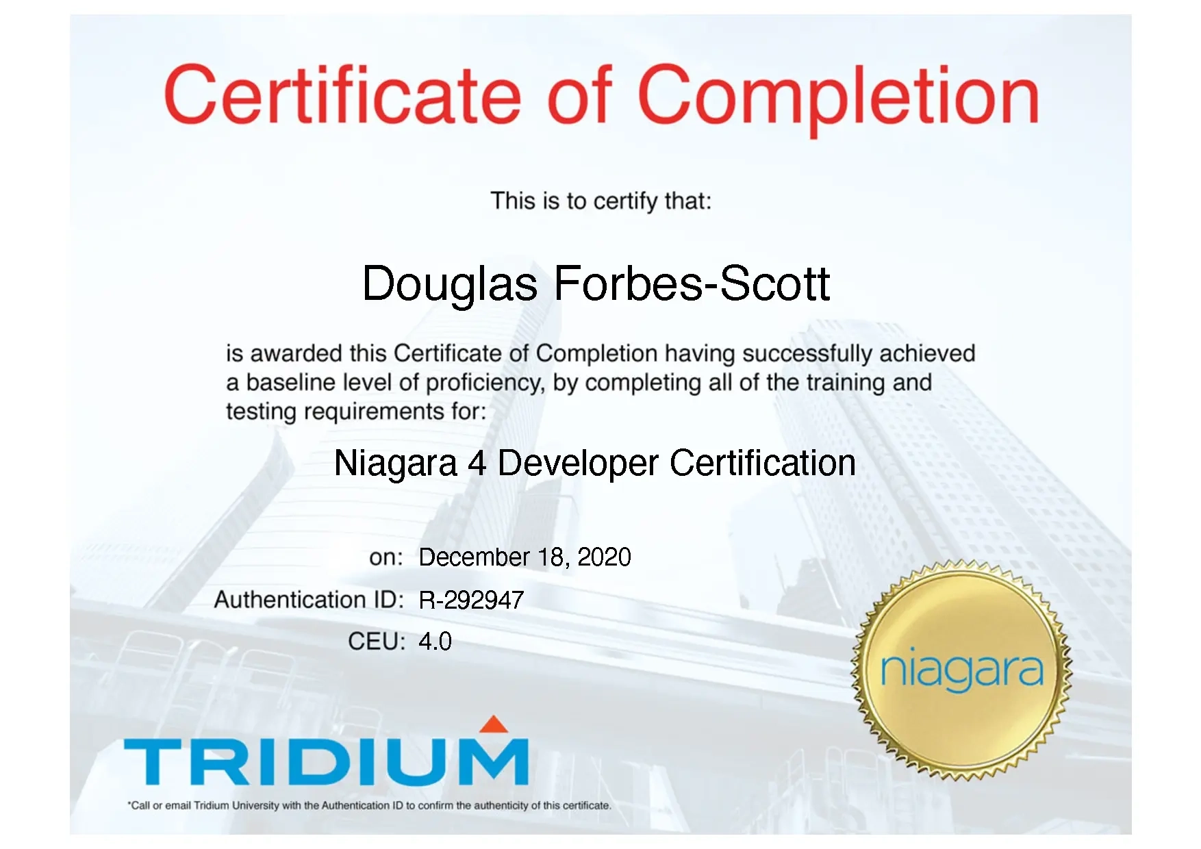 Tridium Niagara developer certification